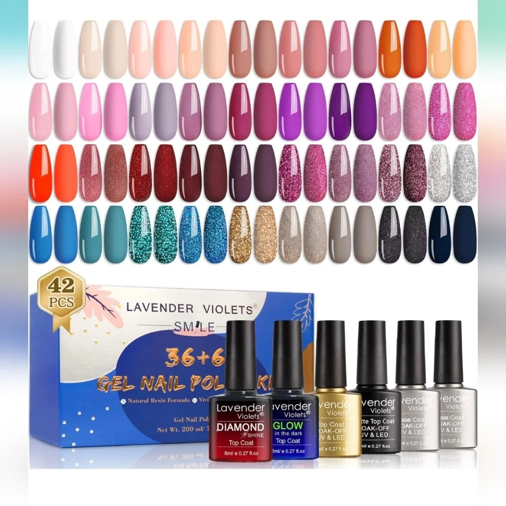 36 ct Gel Nail Manicure set New In Box Winter Leaves Collection